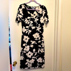 Hourglass Dress size XL black with white flowers worn once